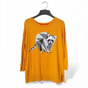 Stylus Graphic Raccoon Sweater Gray Yellow Size M